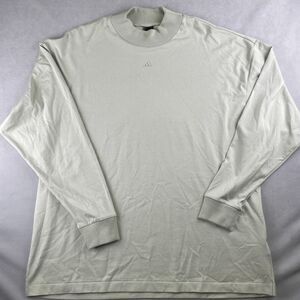 Adidas Shirt Mens M Sage Green Long Sleeve Mock Neck Basketball Heavyweight Logo